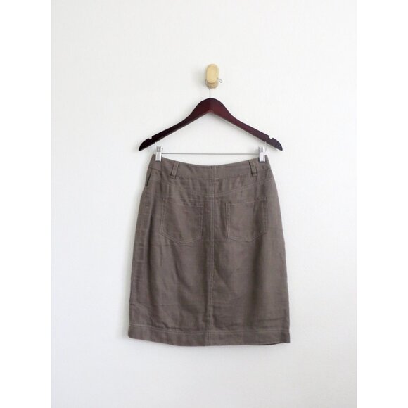 Boden Linen Blend Short Skirt Pockets Mocha Brown SZ 4 Long - Picture 3 of 5
